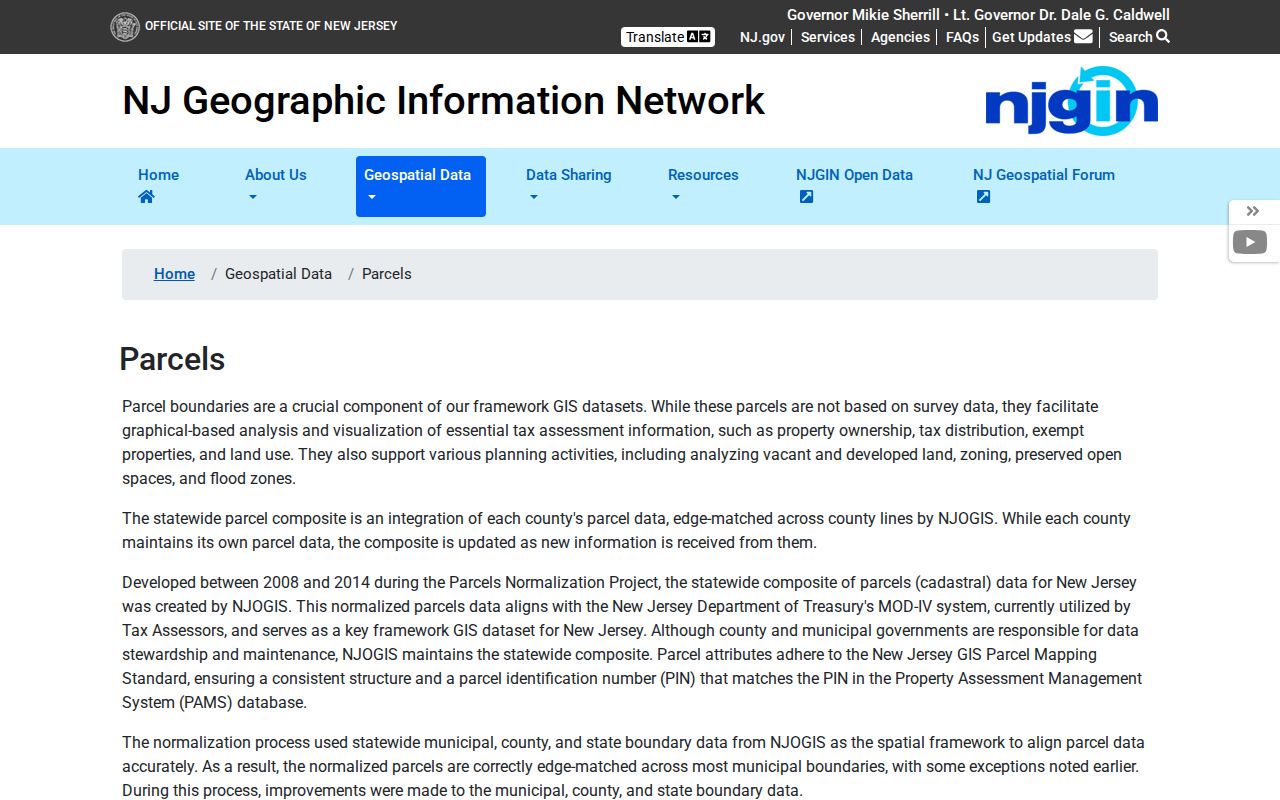 Union County ZIP code directory NJGIN parcel resource